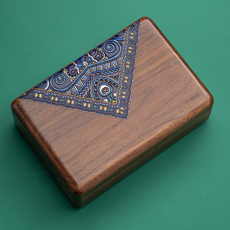 Black Walnut Wood Jewelry Storage Box with Mirror | Zen Decor