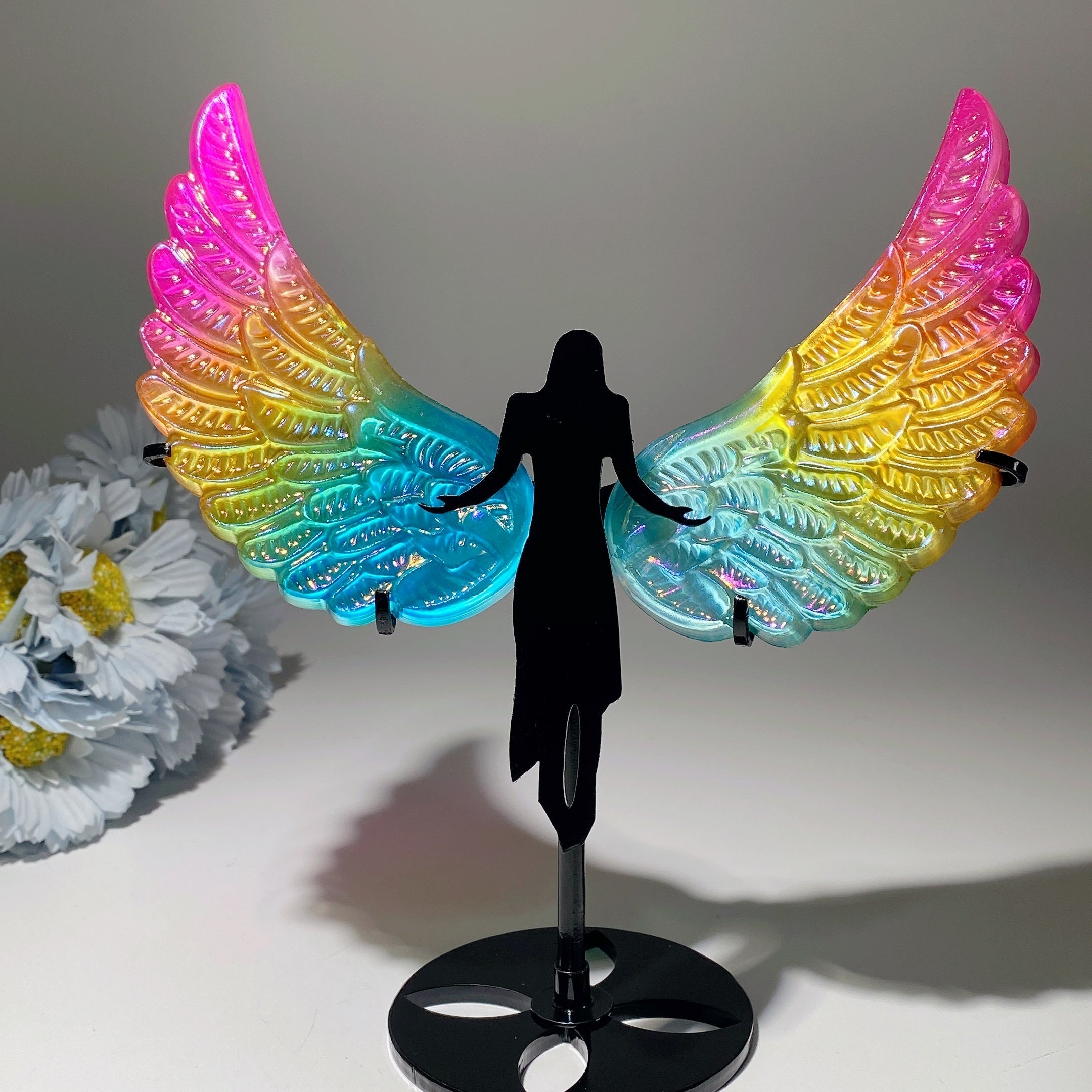 19cm Aura Selenite Angel Wings Crystal Figurine