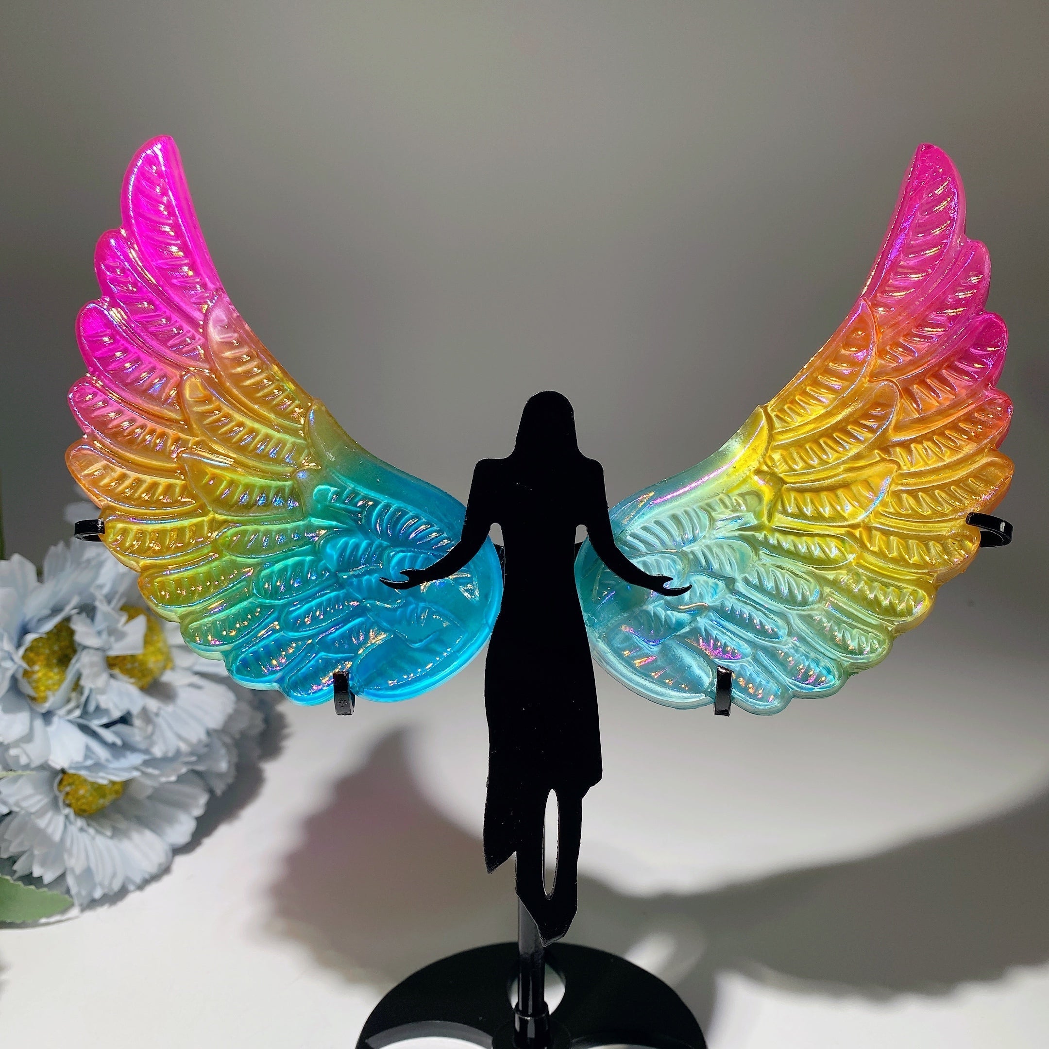 19cm Aura Selenite Angel Wings Crystal Figurine