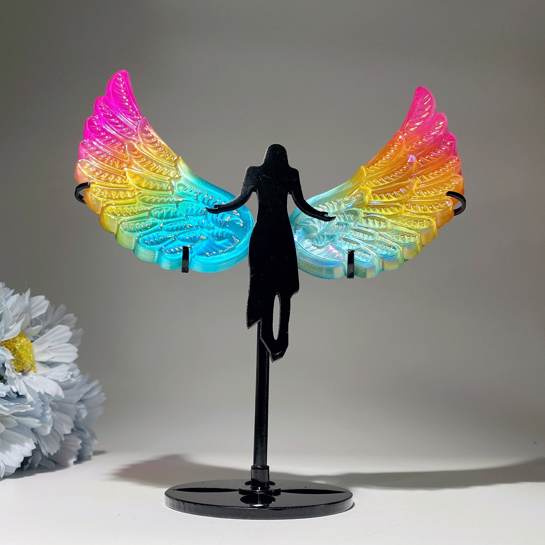 19cm Aura Selenite Angel Wings Crystal Figurine