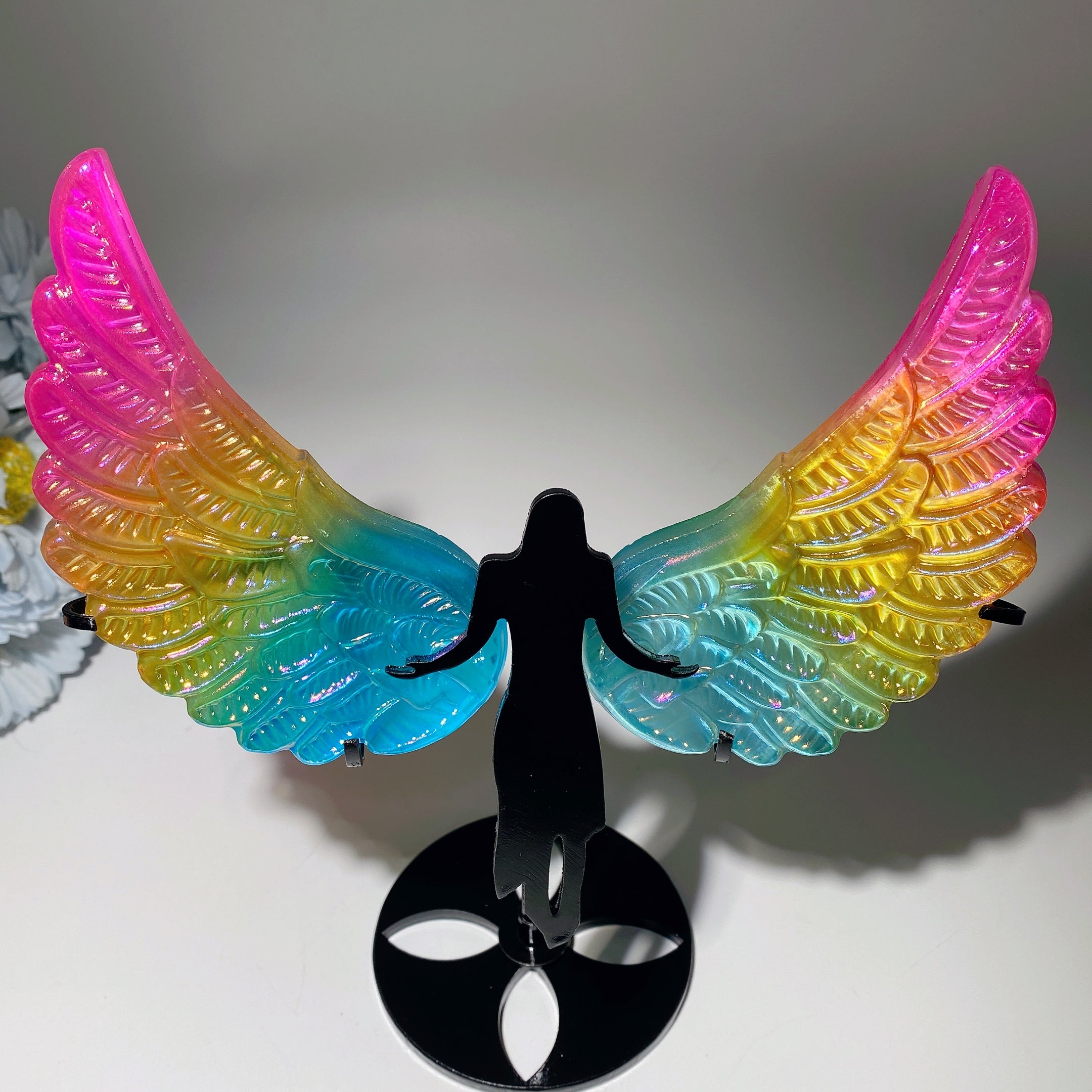 19cm Aura Selenite Angel Wings Crystal Figurine