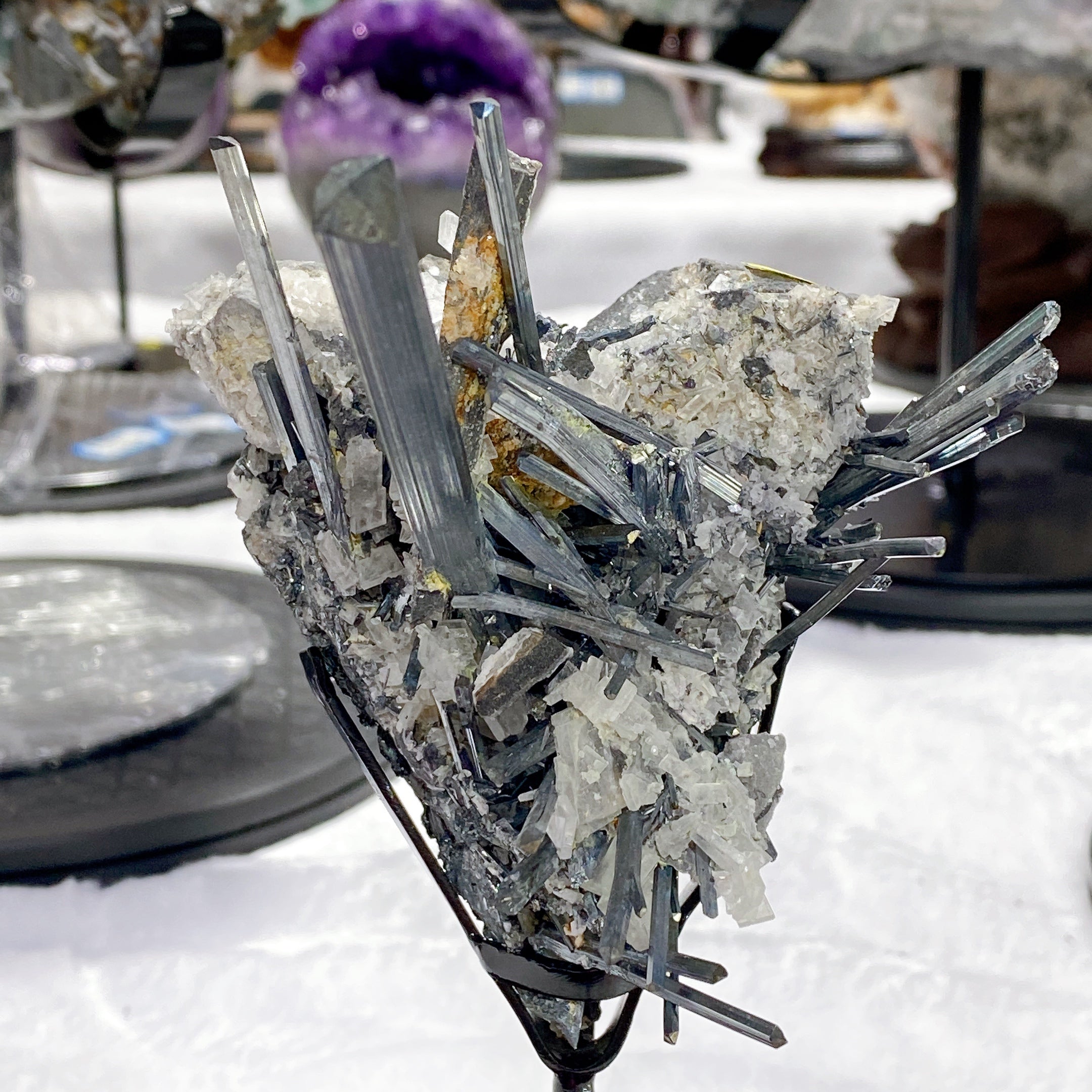 19cm Stibnite Crystal Specimen with Stand for Healing
