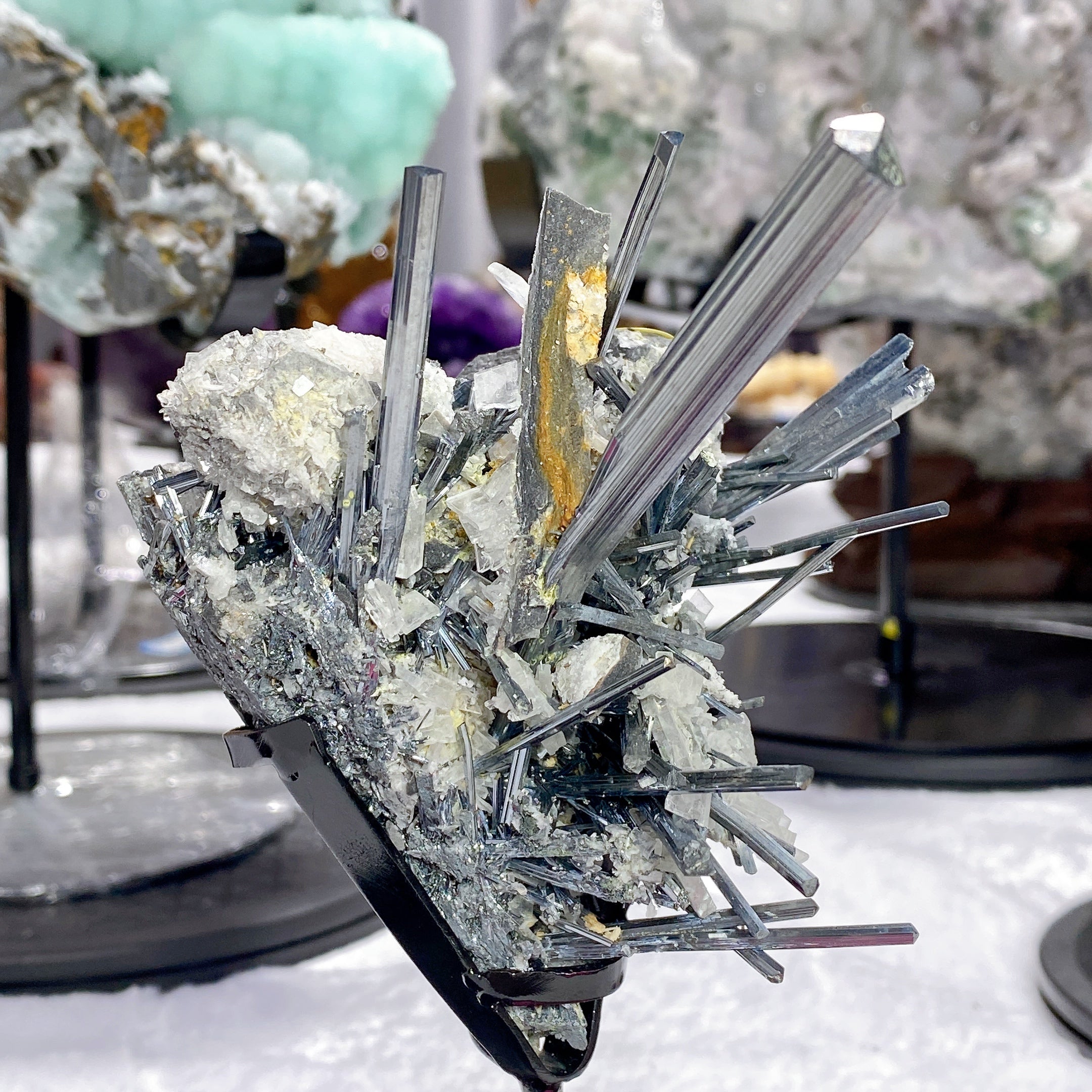 19cm Stibnite Crystal Specimen with Stand for Healing