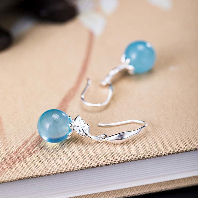 925 Sterling Silver Aquamarine Earrings Necklace for Emotional Healing