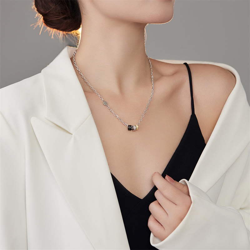 925 Sterling Silver Tang Dynasty Flower Luck Energy Necklace