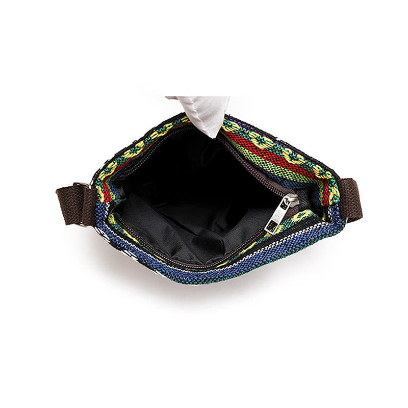 Elephant Butterfly Embroidered Spiritual Canvas Tote Bag