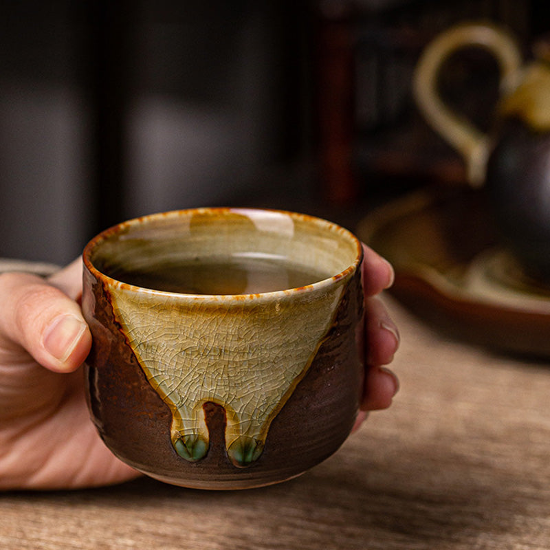 Retro Brown Ceramic Zen Teacup 130ml Meditation Cup