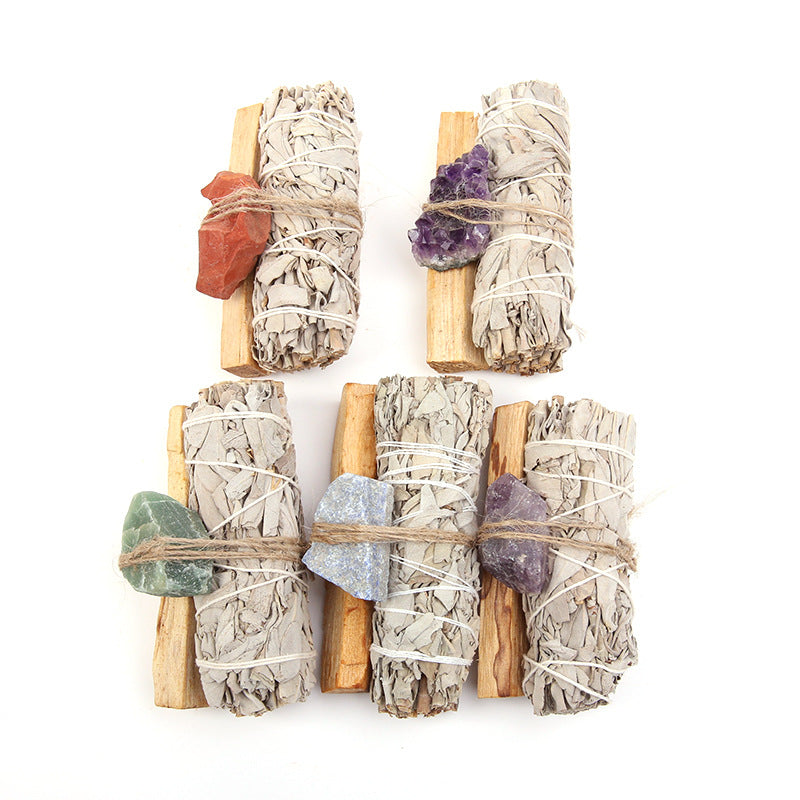 Natural Palo Santo and Crystal Smudge Set for Spiritual Cleansing