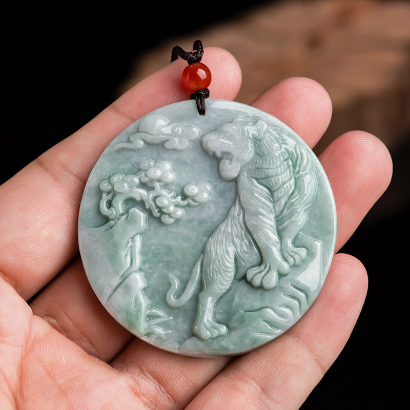Jade Tiger Zodiac Necklace for Protection and Prosperity