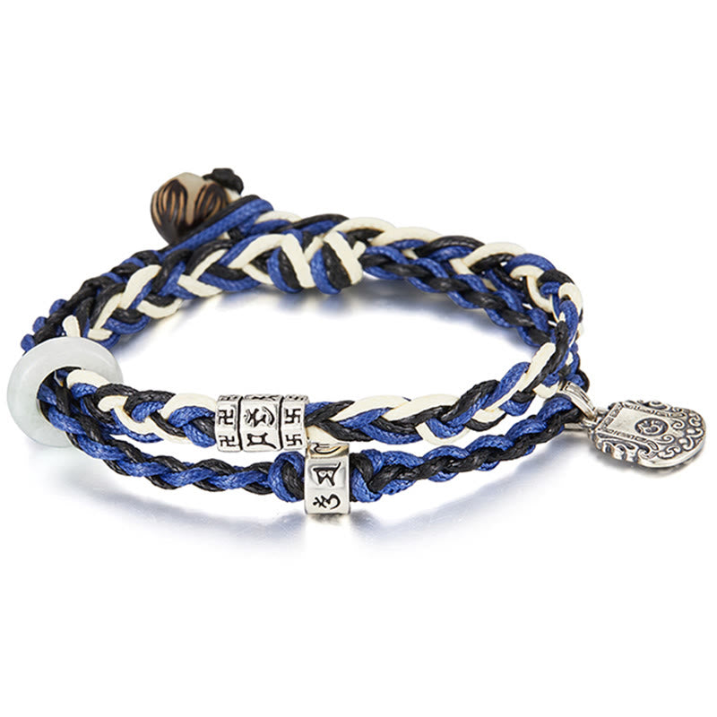 16cm Sterling Silver Om Mani Padme Hum Protection Bracelet