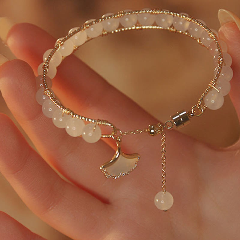 Jade Ginkgo Leaf Luck Bracelet for Prosperity & Abundance