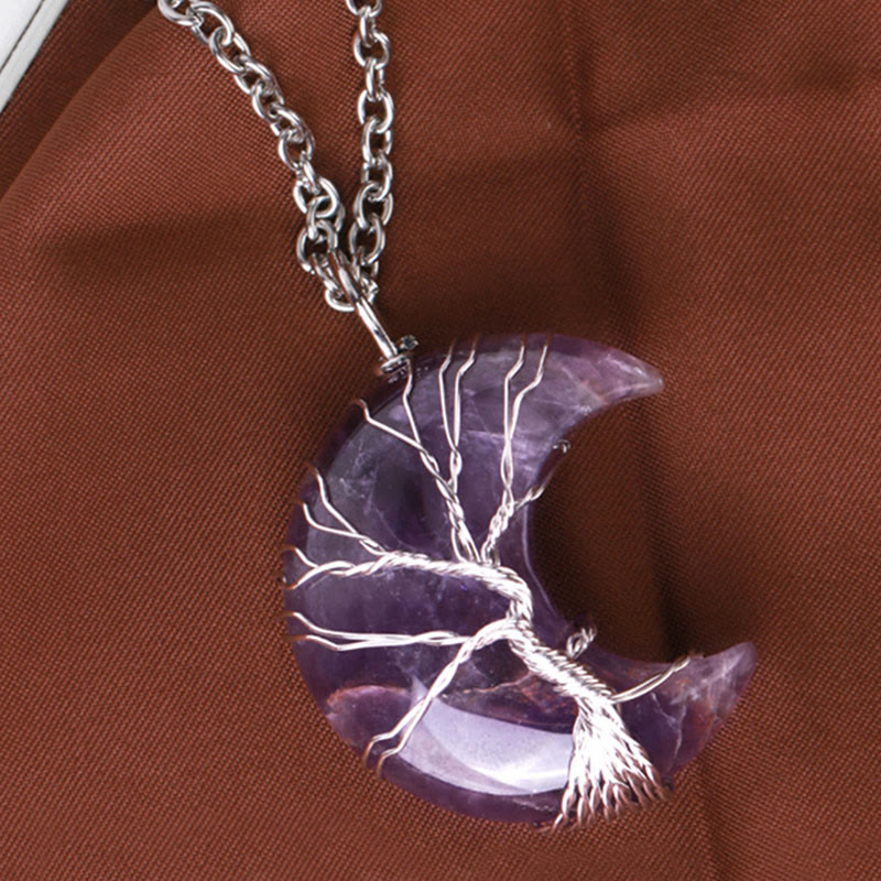 Natural Quartz Tree of Life Necklace for Healing & Balance