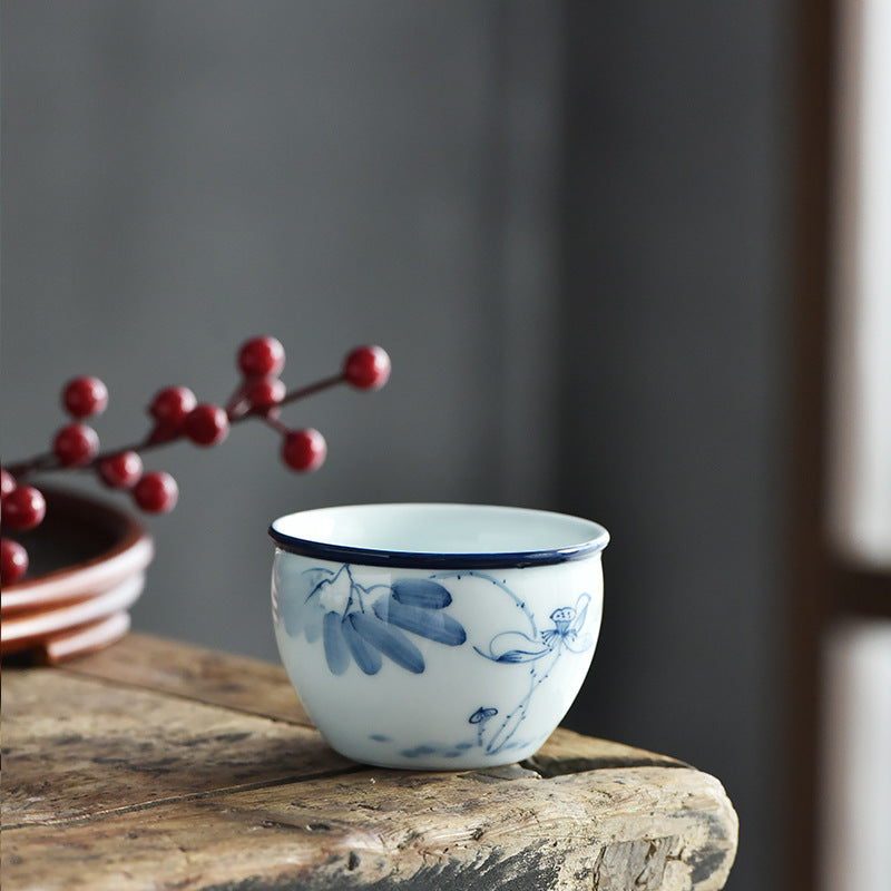 Ceramic Zen Meditation Teacup 130ml Koi Fish Lotus