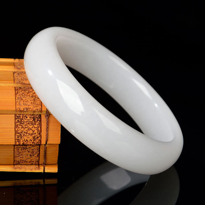 Golden Silk Jade Bangle Bracelet 58mm for Wealth & Luck