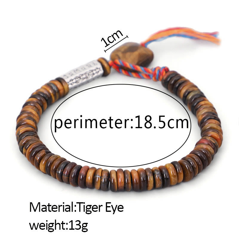 Unisex Tiger Eye Bracelet with Om Mani Padme Hum Protection Power