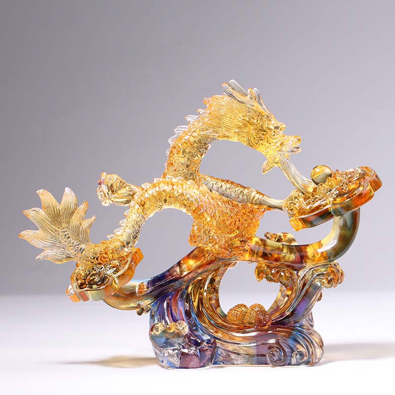 Liuli Crystal Dragon Ruyi Handle | Protection Zen Decor