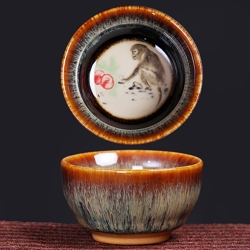 Ceramic 12 Chinese Zodiac Teacup 73ml for Tea Ritual
