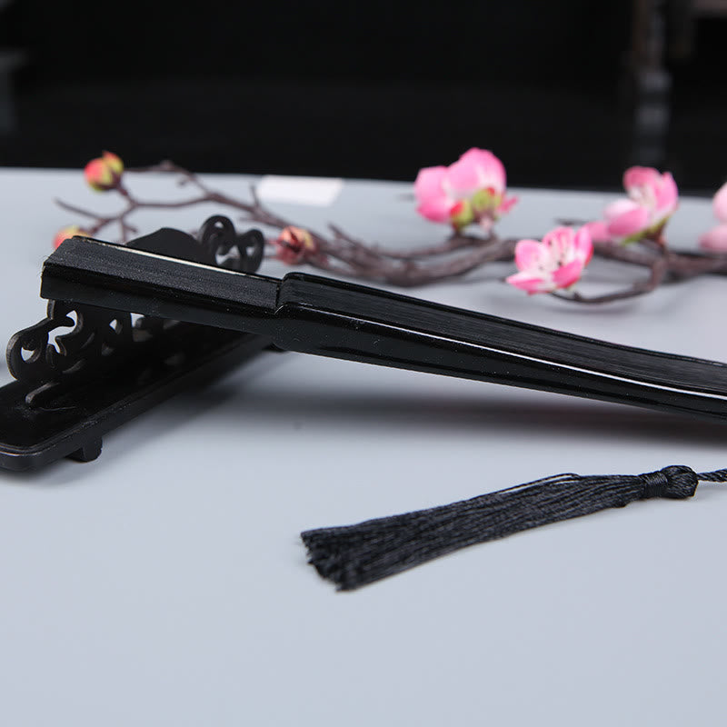 Silk Bamboo Handheld Fan 21cm with Cherry Blossom Sakura