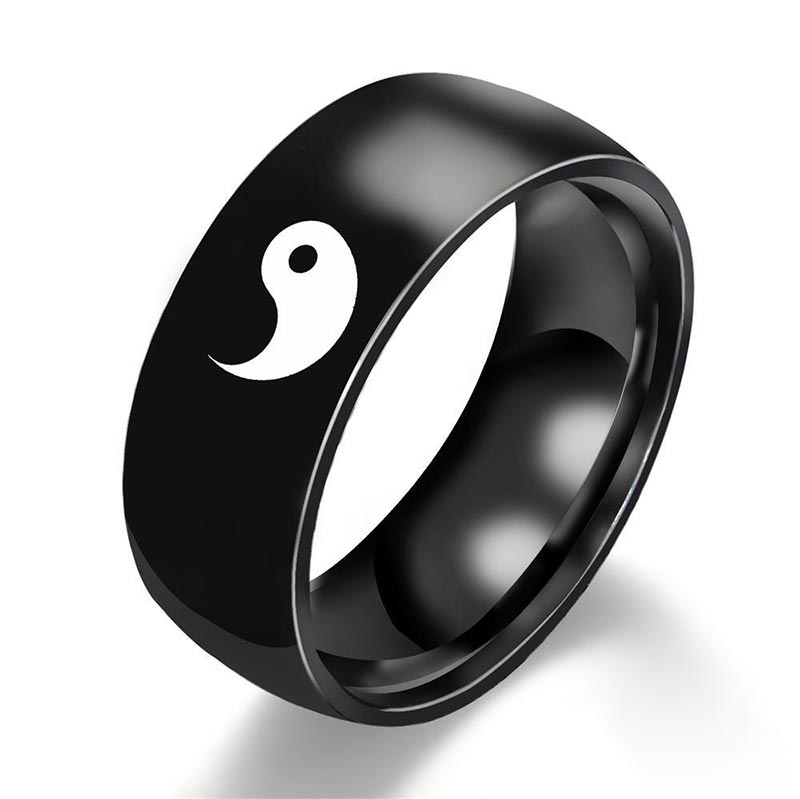 8mm Titanium Steel Yin Yang Balance Ring for Couples