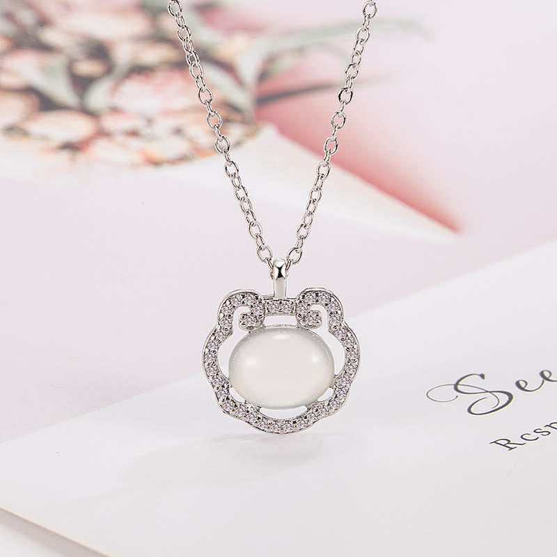 Chalcedony Lock of Good Wishes Positive Crystal Necklace