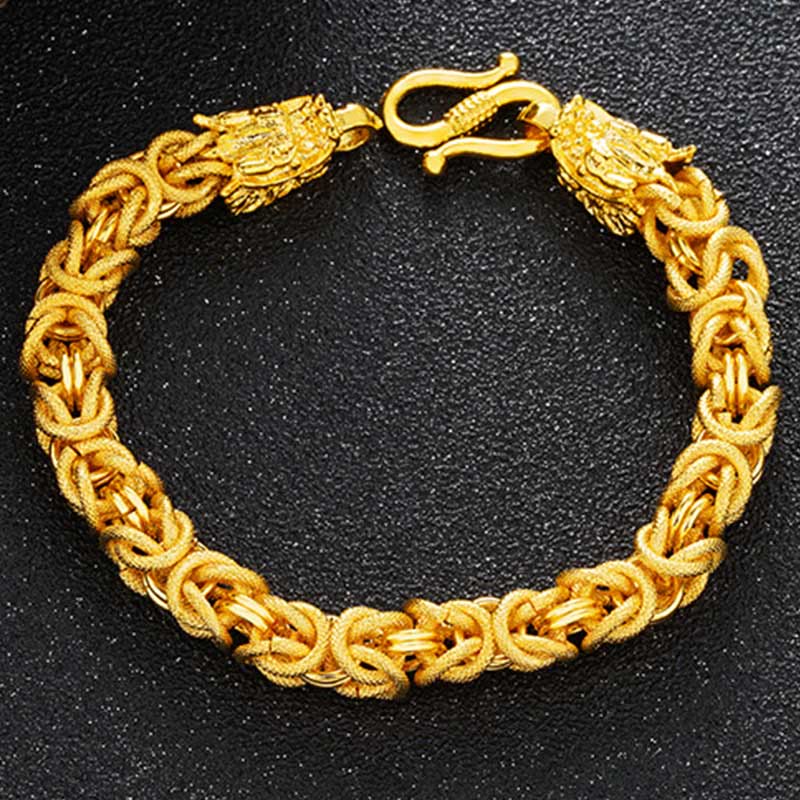Premium 24k Gold Plated Double Headed Dragon Protection Bracelet