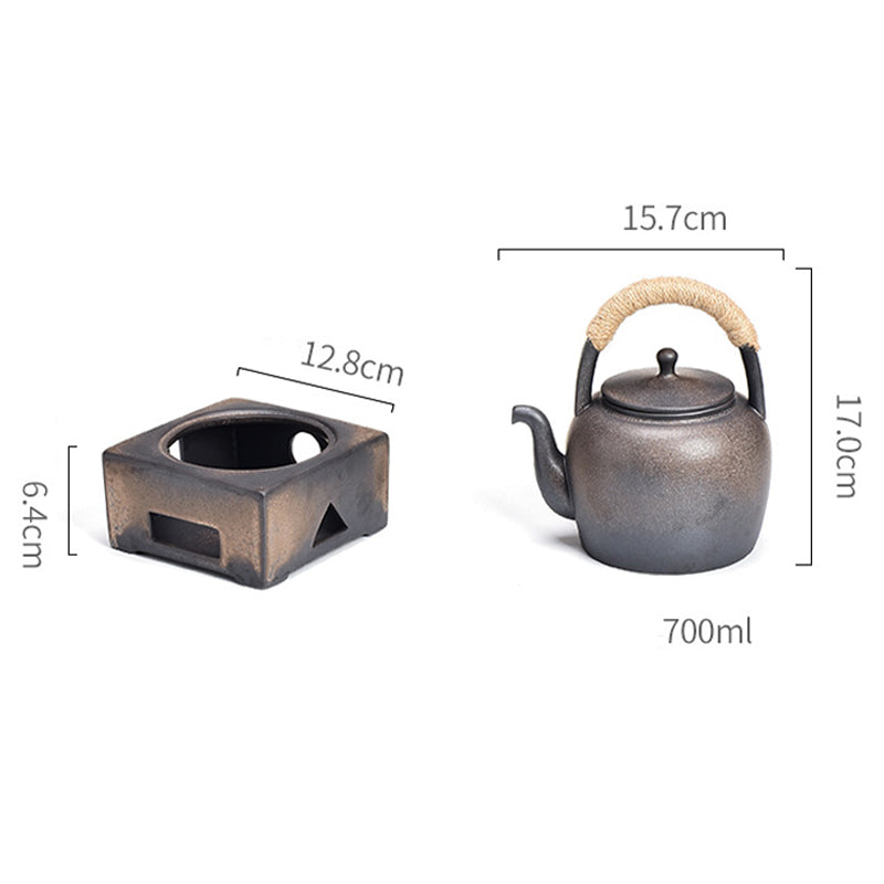 700ml Retro Brown Ceramic Gongfu Teapot with Base
