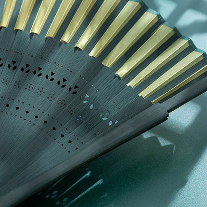 Handheld Gradient Bamboo Folding Fan for Spiritual Decor