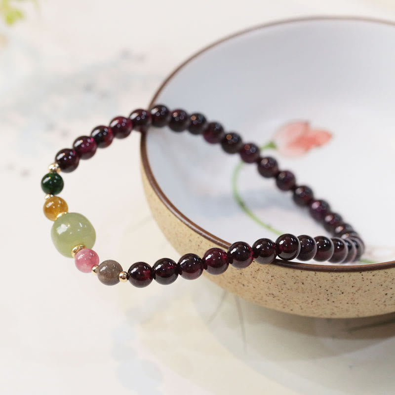 Garnet Hetian Jade Passion Bracelet 14-16cm Wrist