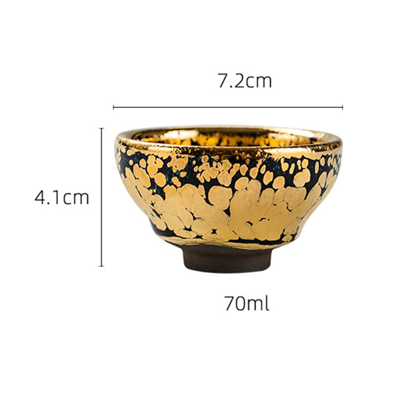 24K Gold Spot Pattern Jianzhan Ceramic Tea Cup Bowl