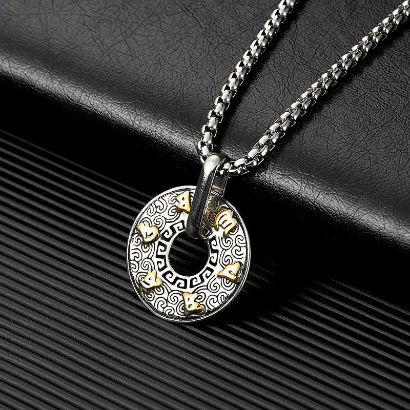 Om Mani Padme Hum Necklace | Titanium Steel Peace Buckle Pendant