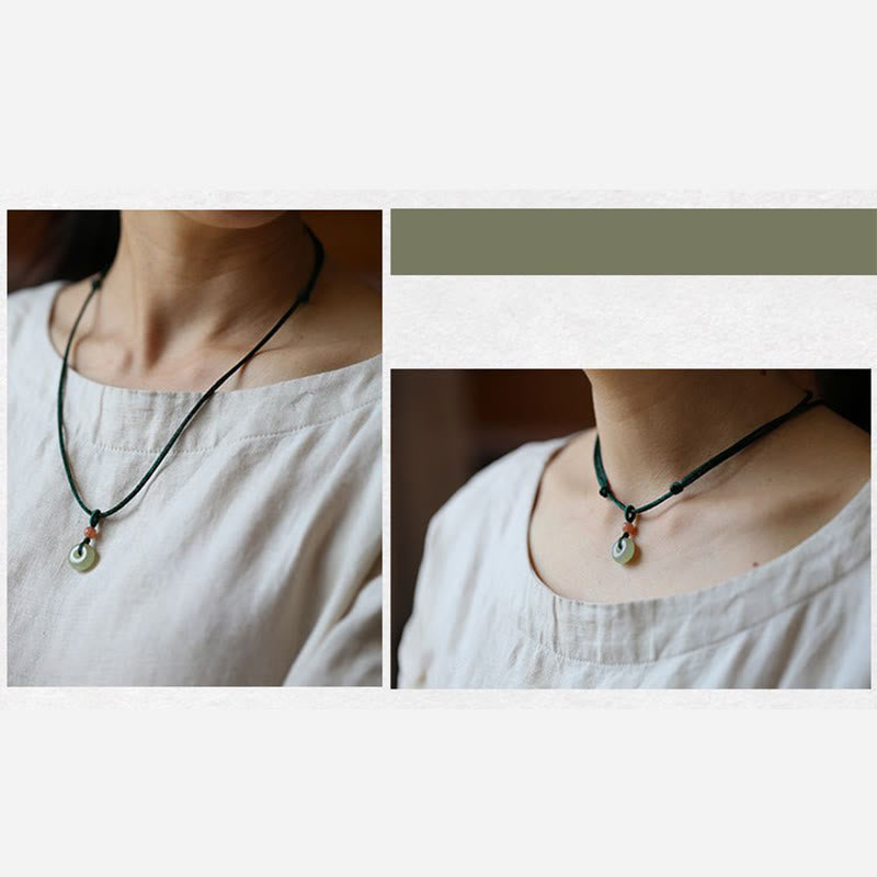 Natural Jade Peace Buckle & Lotus Necklace | Abundance Energy