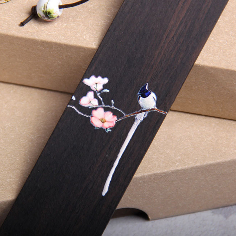Ebony Oriole Bird Wood Bookmark with Gift Box