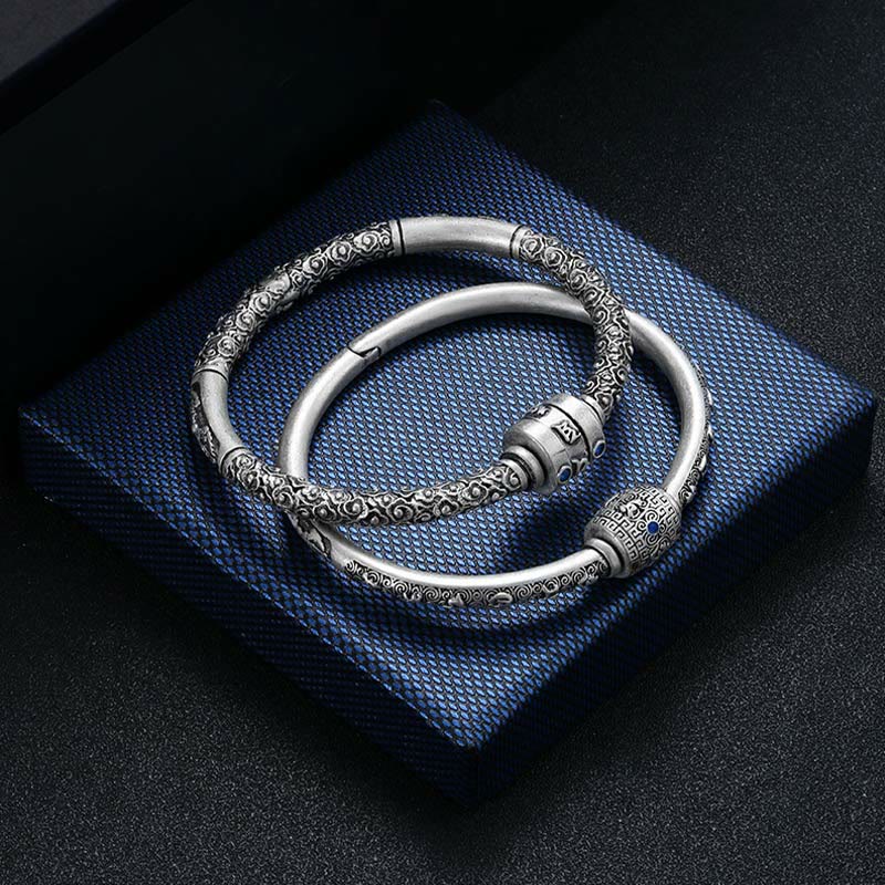 990 Sterling Silver Om Mani Padme Hum Creativity Bracelet Bangle