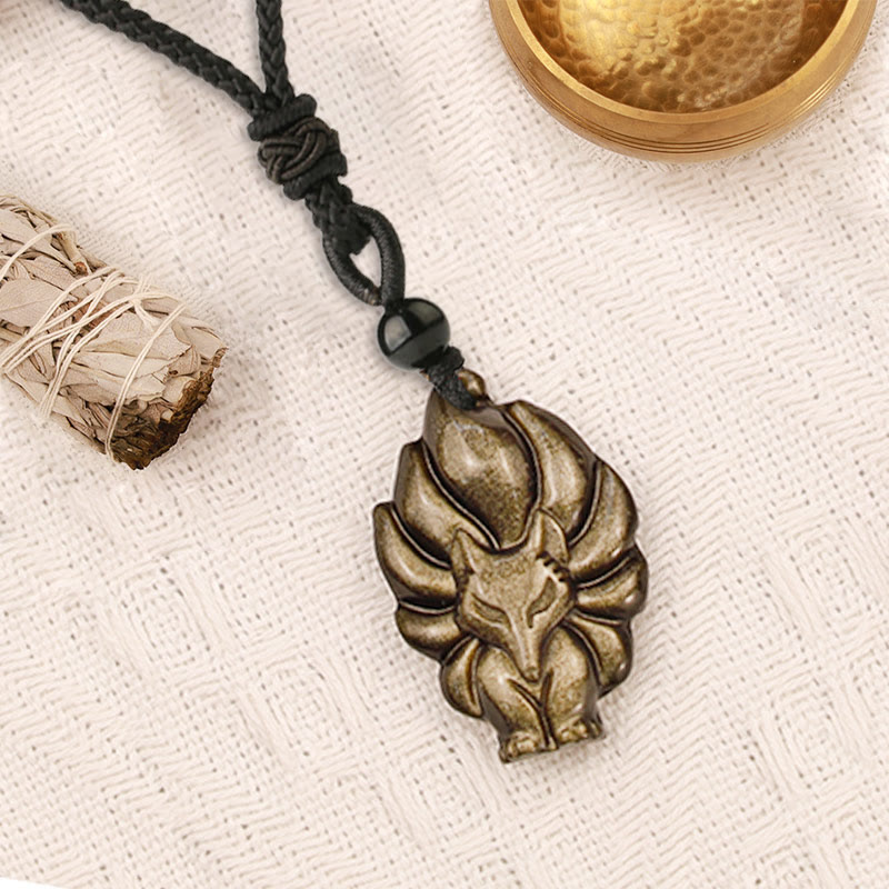 Fluorite Gold Sheen Obsidian Protection Necklace 45cm Length