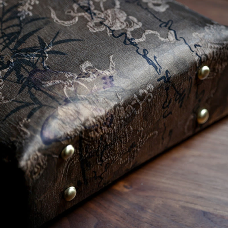 Bamboo Leaves Butterfly Koi Fish Handbag with Jade Handles