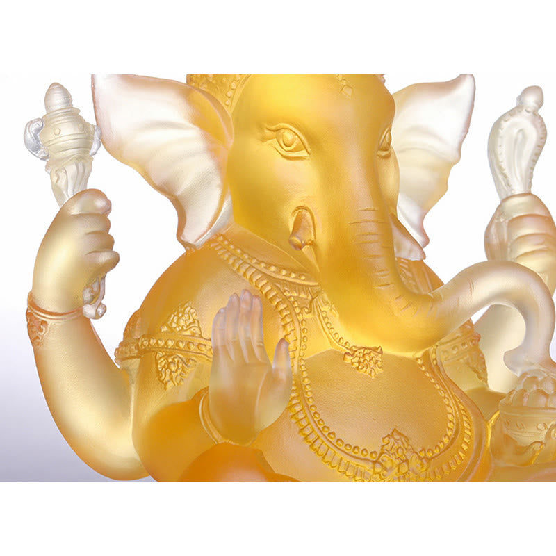 Handmade Liuli Crystal Ganesh Statue 11.5cm Protection Art