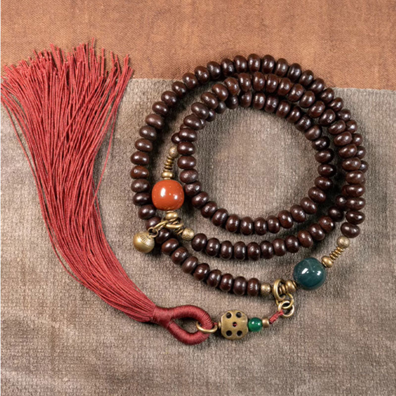 8mm Purple Bodhi Seed Mala Bracelet for Auspiciousness