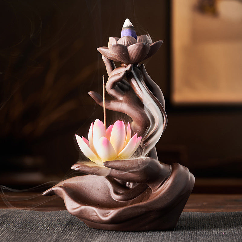 Lotus Bergamot Backflow Incense Burner for Meditation