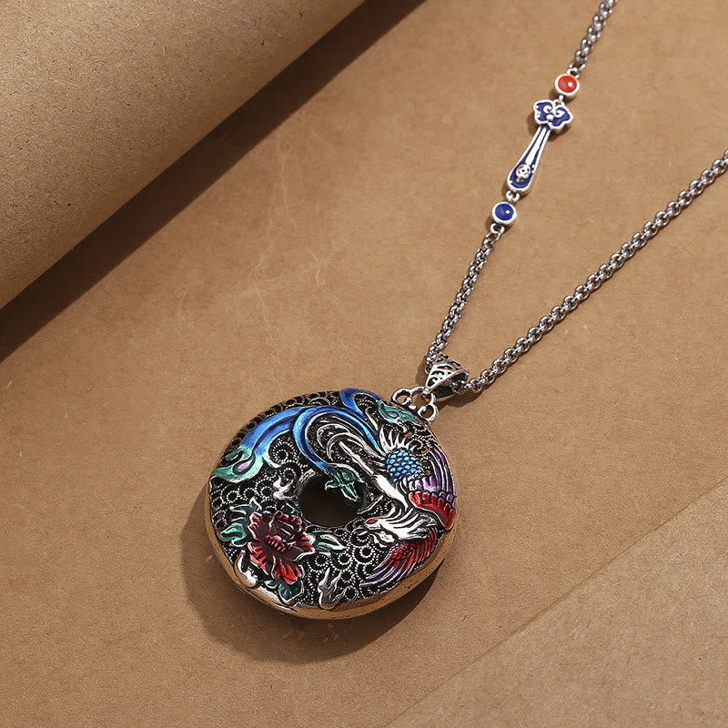 Spiritual Phoenix Peony Protection Necklace 60cm