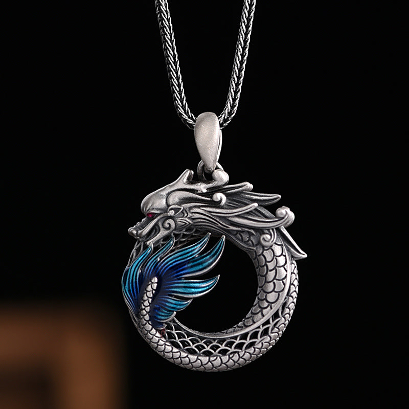 999 Sterling Silver Dragon Necklace 50cm | Auspicious Success