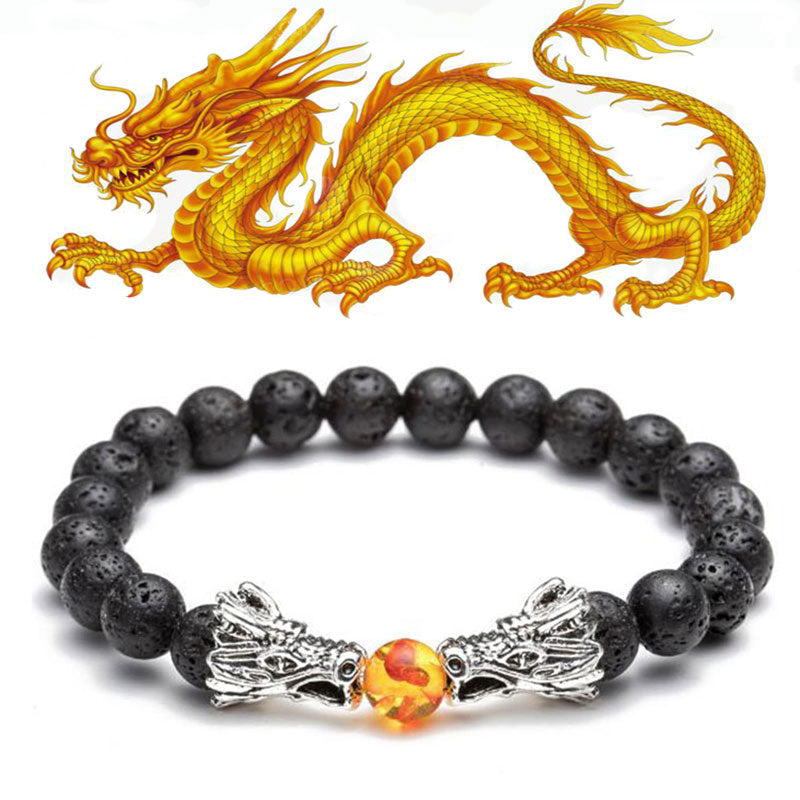 White Turquoise Lava Rock Dragon Blessing Bracelet