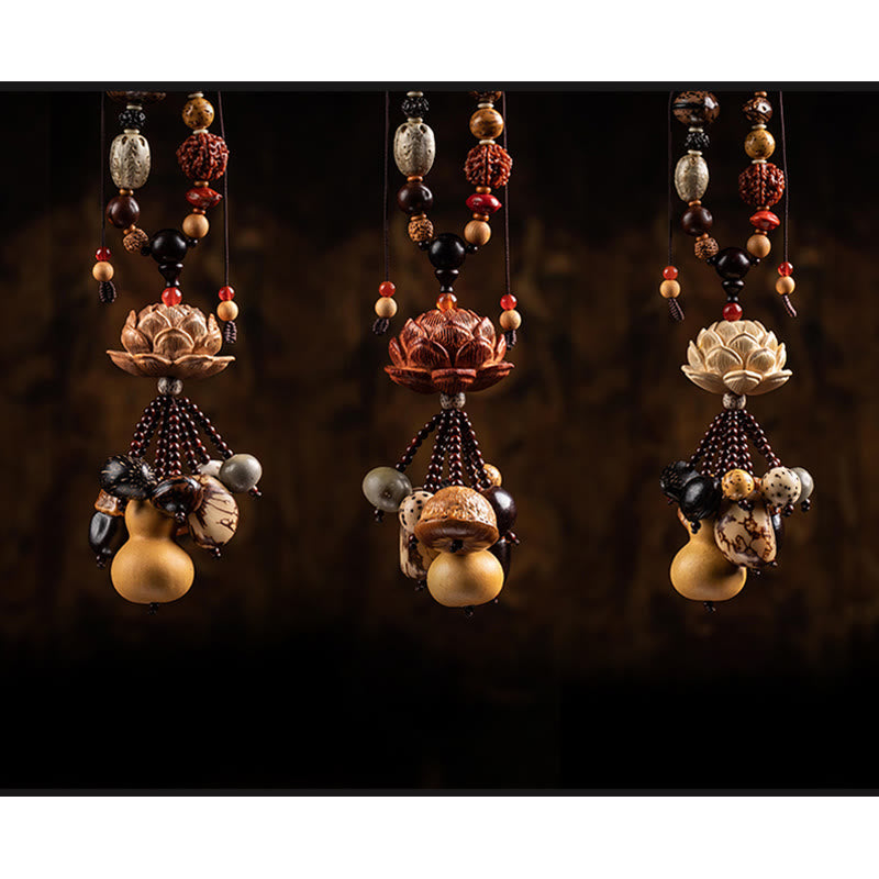 Boxwood Peach Wood Bodhi Seed Lotus Car Hanging Charm