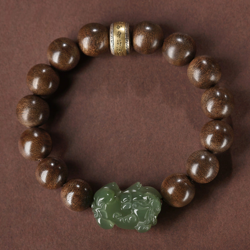 12mm Jade Pi Xiu Agarwood Strength Bracelet