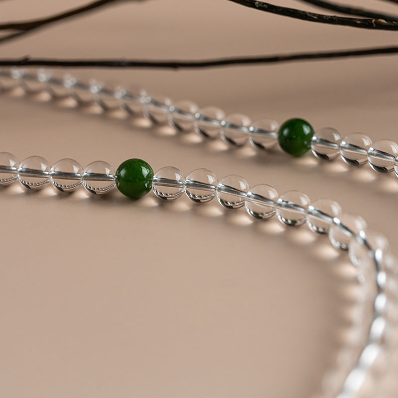 108 Beads White Crystal Jade Gemstone Mala Bracelet for Meditation