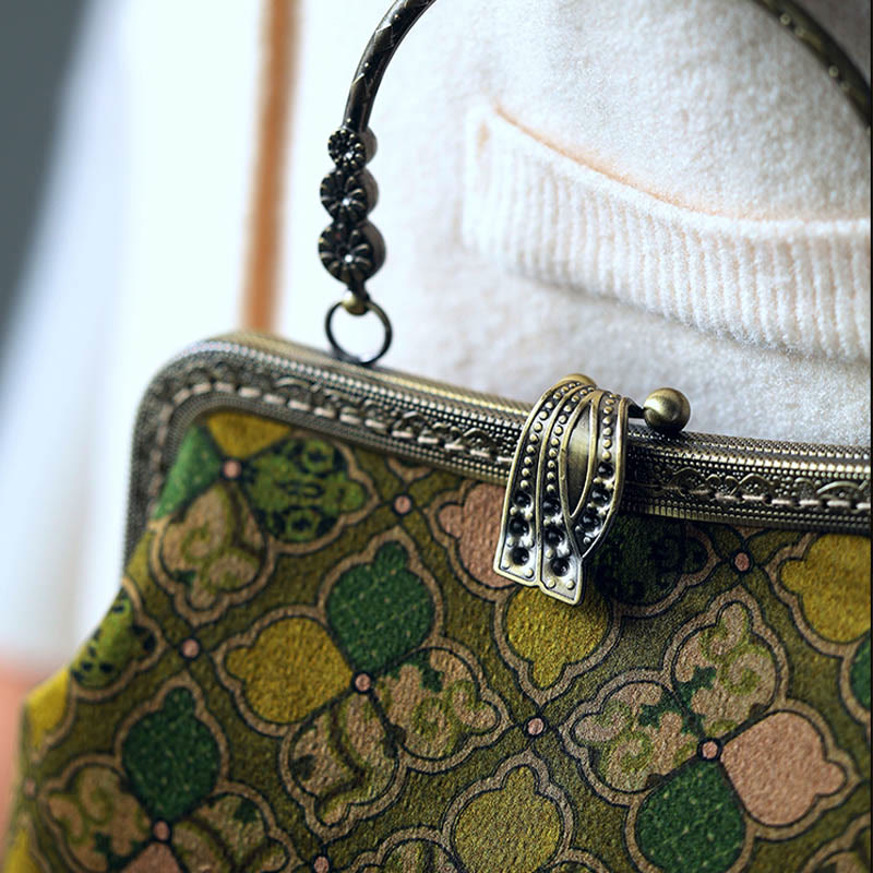 Green Leaves Crossbody Bag with Metal Chain | Spiritual Accessories