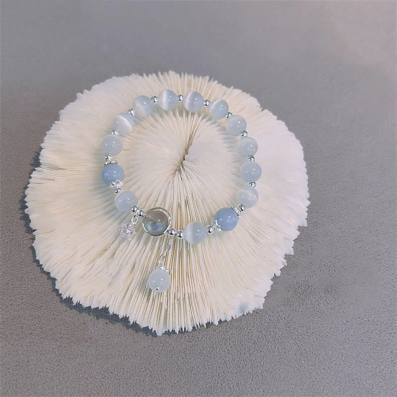 Support Bracelet with Cat's Eye Moonstone & Butterfly Charm