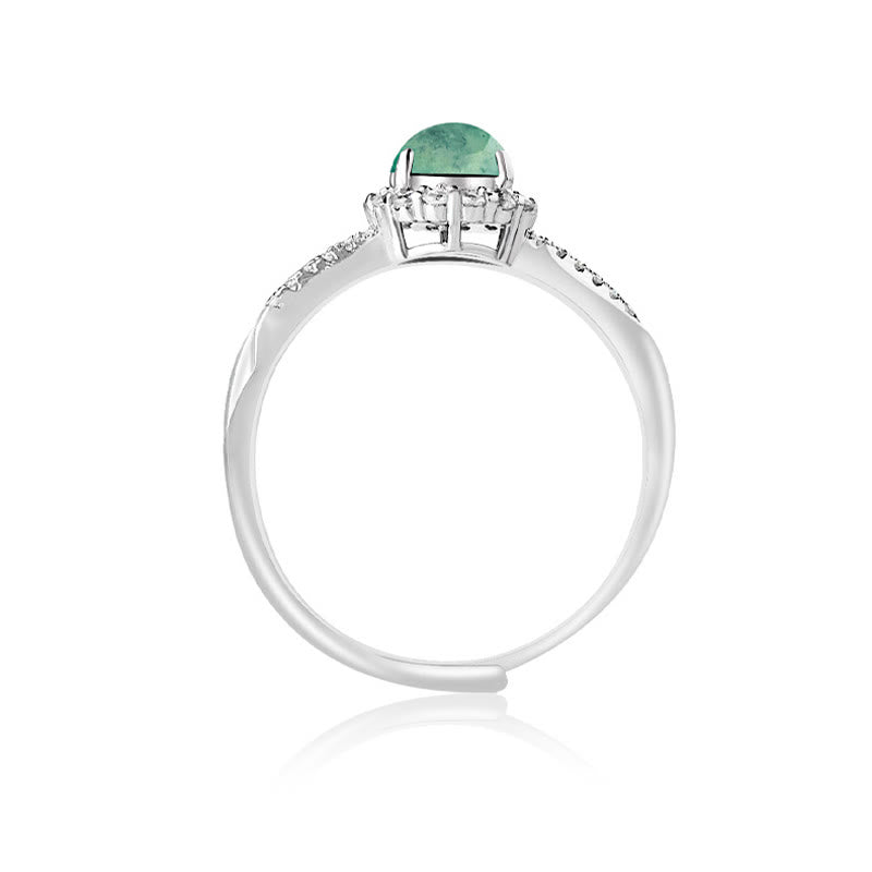 Sterling Silver Jade Prosperity Adjustable Ring