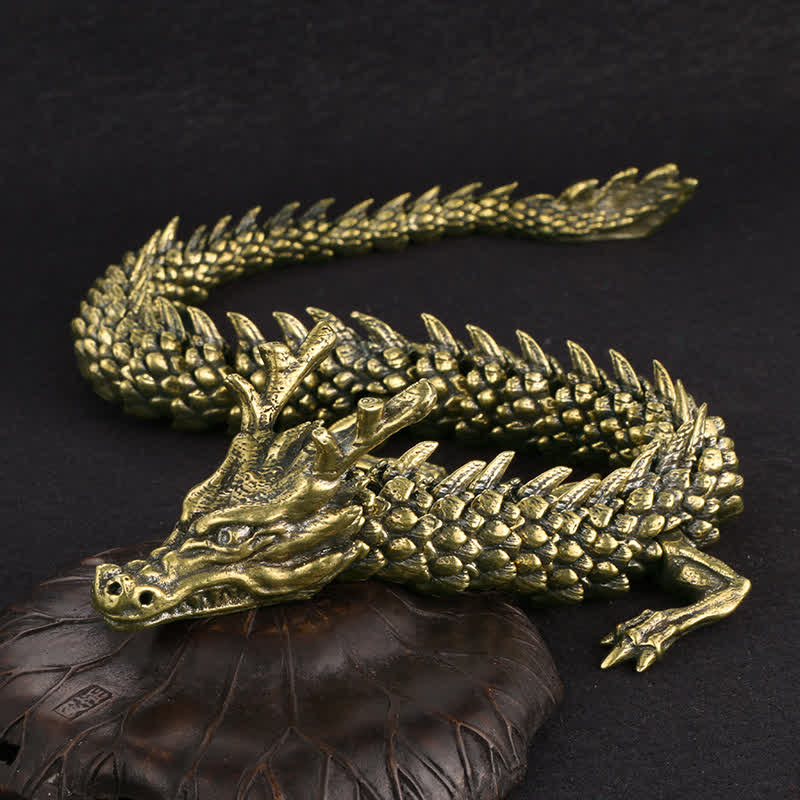 Brass Copper Dragon Statue, Symbol of Luck & Protection