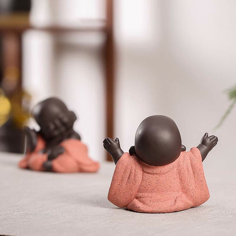 Purple Clay Laughing Buddha Statue | Luck & Wealth Decor