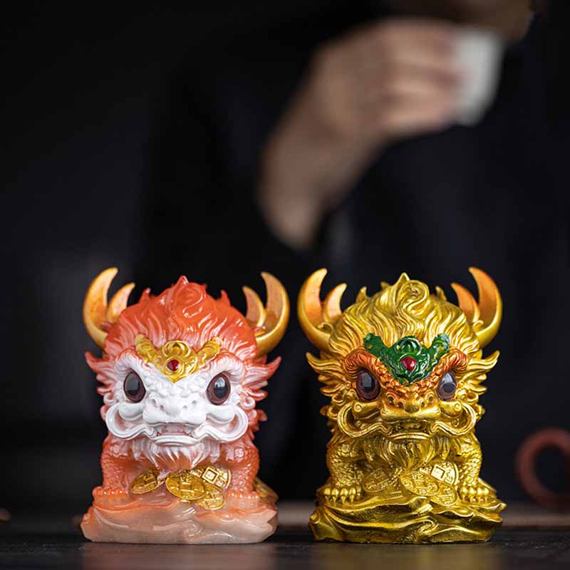 Color Changing Kirin Resin Spiritual Statue | Home Zen Decor